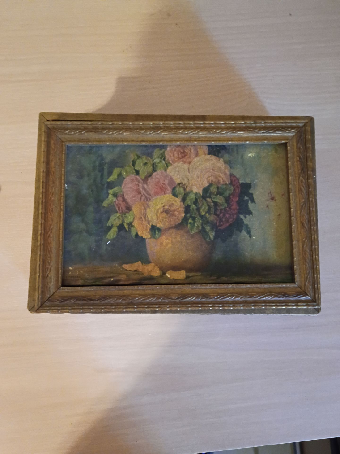 1940s Floral Mirrored Wooden /Trinket /Jewelry Box