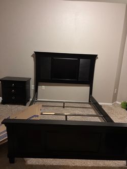 Queen Bed frame with night stand and dresser