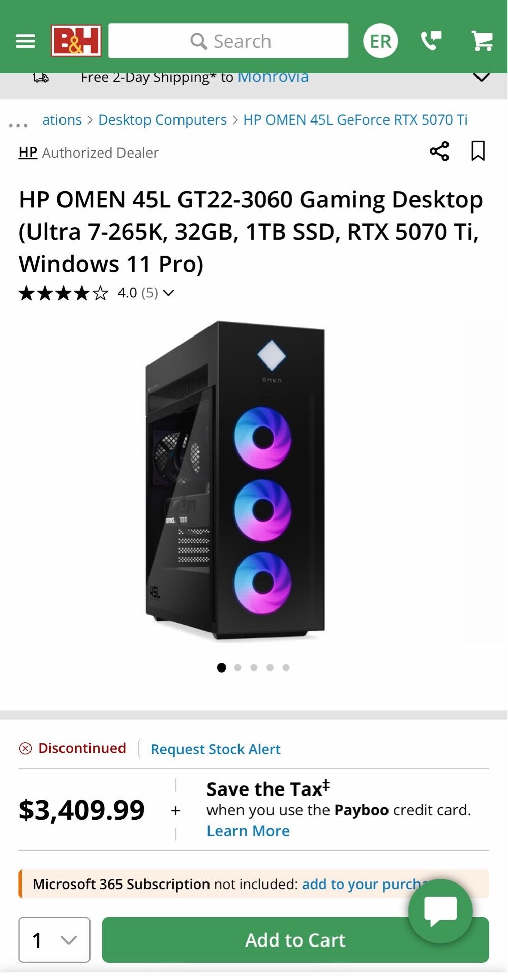 HP OMEN - RTX 5070 Ti, Ultra 7, 32GB RAM, 1 TB SSD