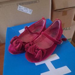 Girls Velvet Dress Shoes sz 2 Lily New York flats megenta 
