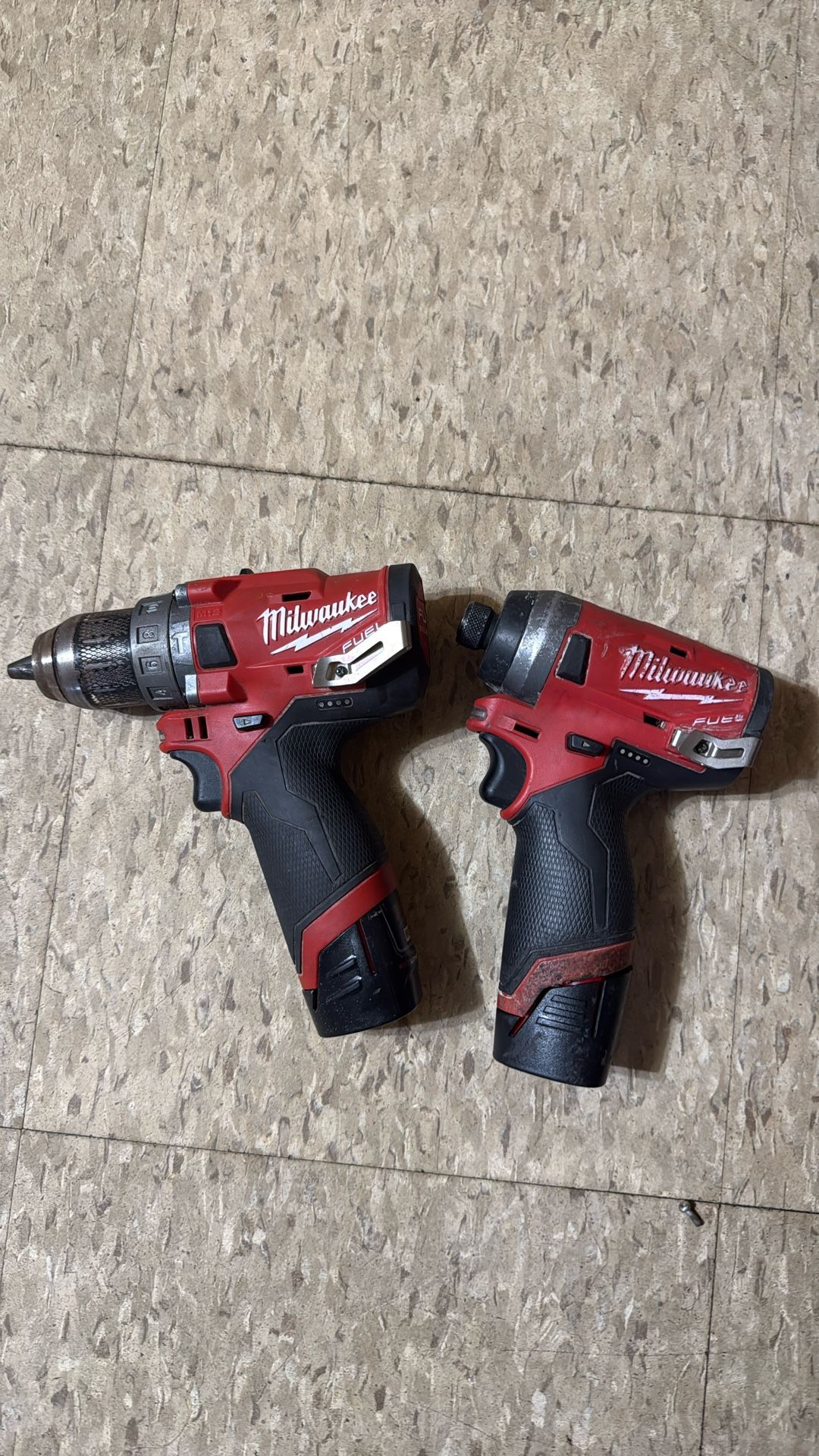 Milwaukee M12 FUEL 2-Tool Combo Kit, 1/2in. Drill Driver, 1/4in. Hex Impact Driver, 2 Batteries, Charger,