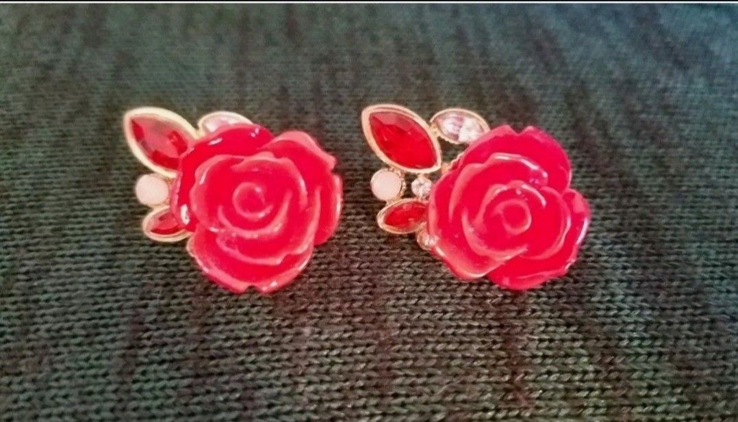 New Rose Petal Gold Plated Stud Earrings