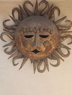HUGE METAL SUN WALL SCULPTURE HAND MADE VINTAGE 3 FET PLUS