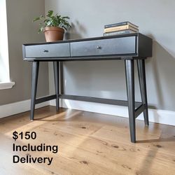 Living Spaces Black Mid-Century Modern Desk — Free Delivery  🚚 