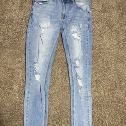 Fashion Nova Mens Light Blue Denim Jeans