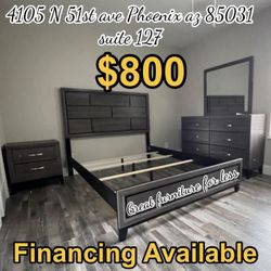 Full Size Bedroom Set Include Bed Frame Dresser Mirror And 1 Nightstand Brand New 