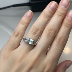 14k Le Vian aquamarine / diamond size 9 ring