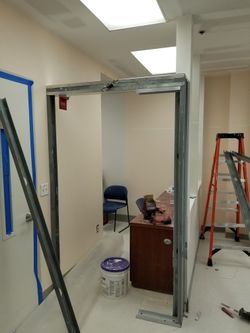 Install door frame door Drywall Finish Opening .