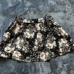 Black and White Floral Skirt