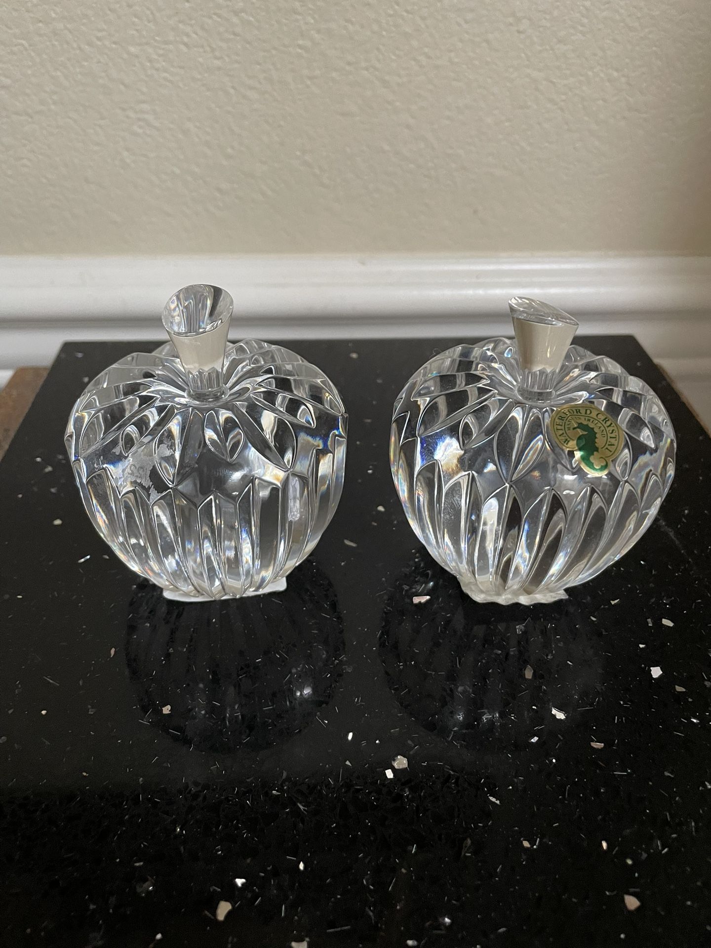 Set of 2 Waterford Crystal Apple Paperweight  