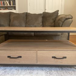 Wood Coffee Table With Drawers 