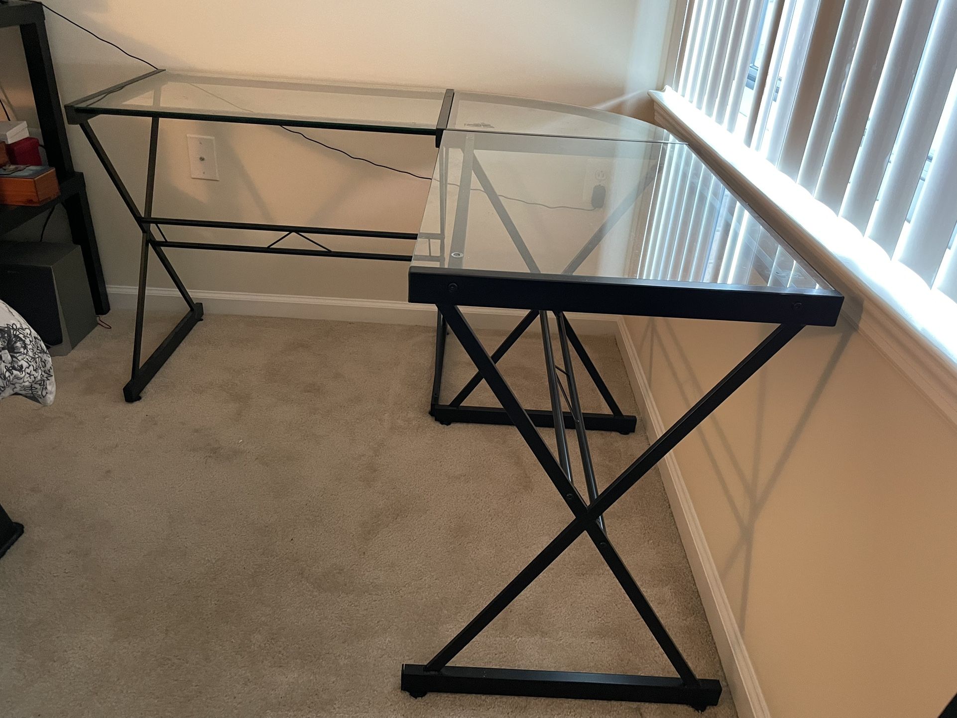 Modern L-Shaped Glass Desk