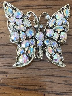 Rhinestone Butterfly Brooch