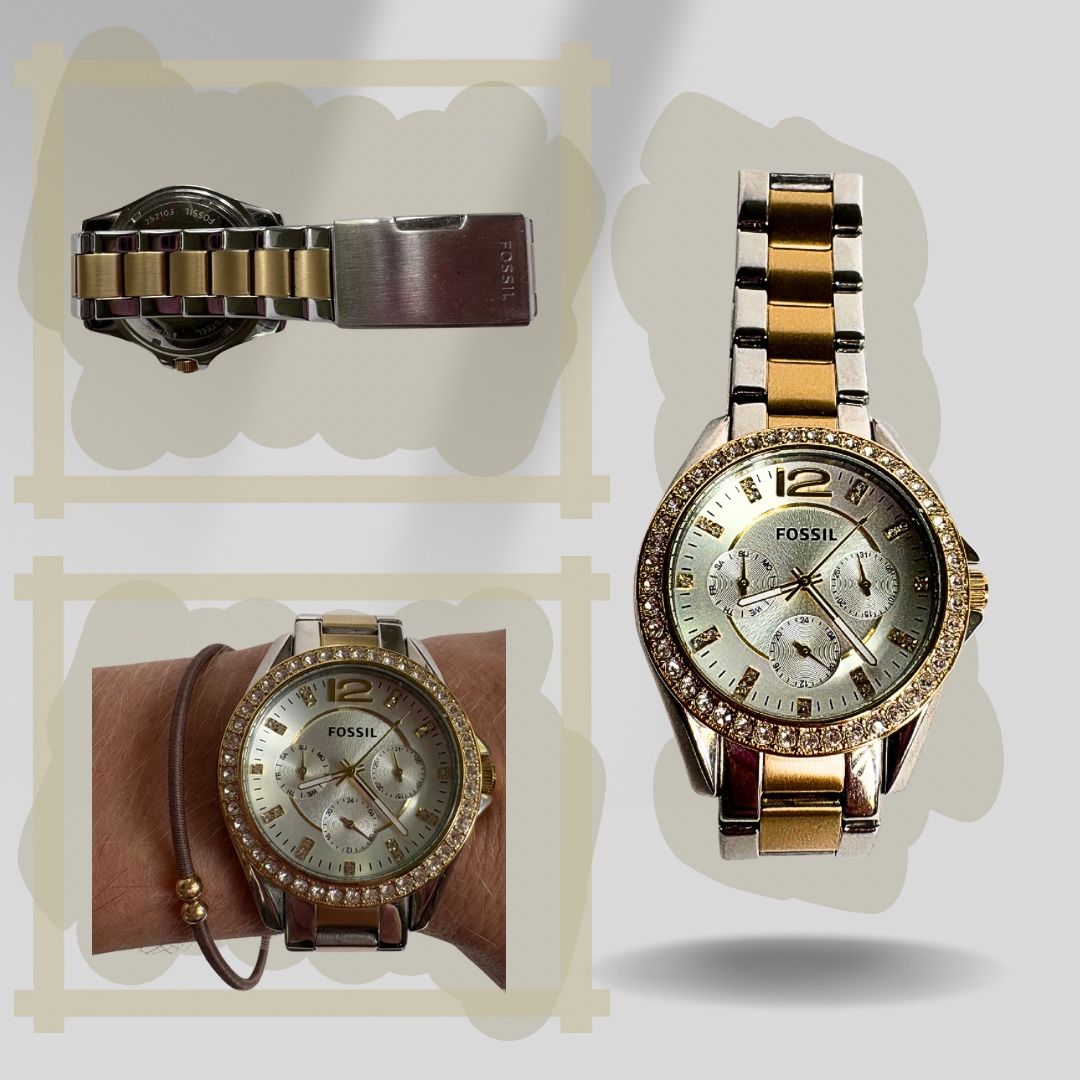 Gold And Silver Unisex Fossil Watch 
