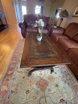 Rustic Wood and Slate Coffee Table