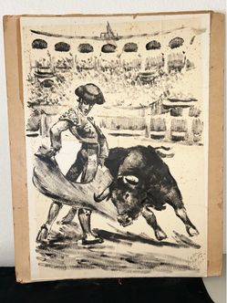 Original Jose Lopez Canito Bullfight Art 1971