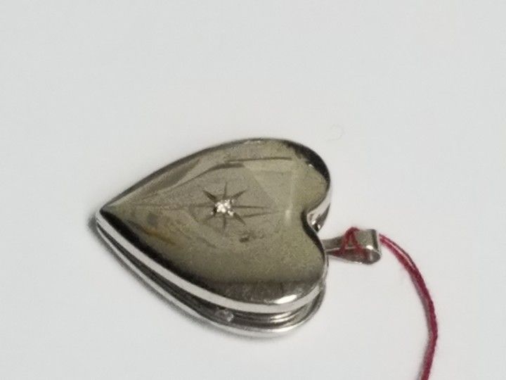 10k White Gold Diamond Heart Shaped Locket 