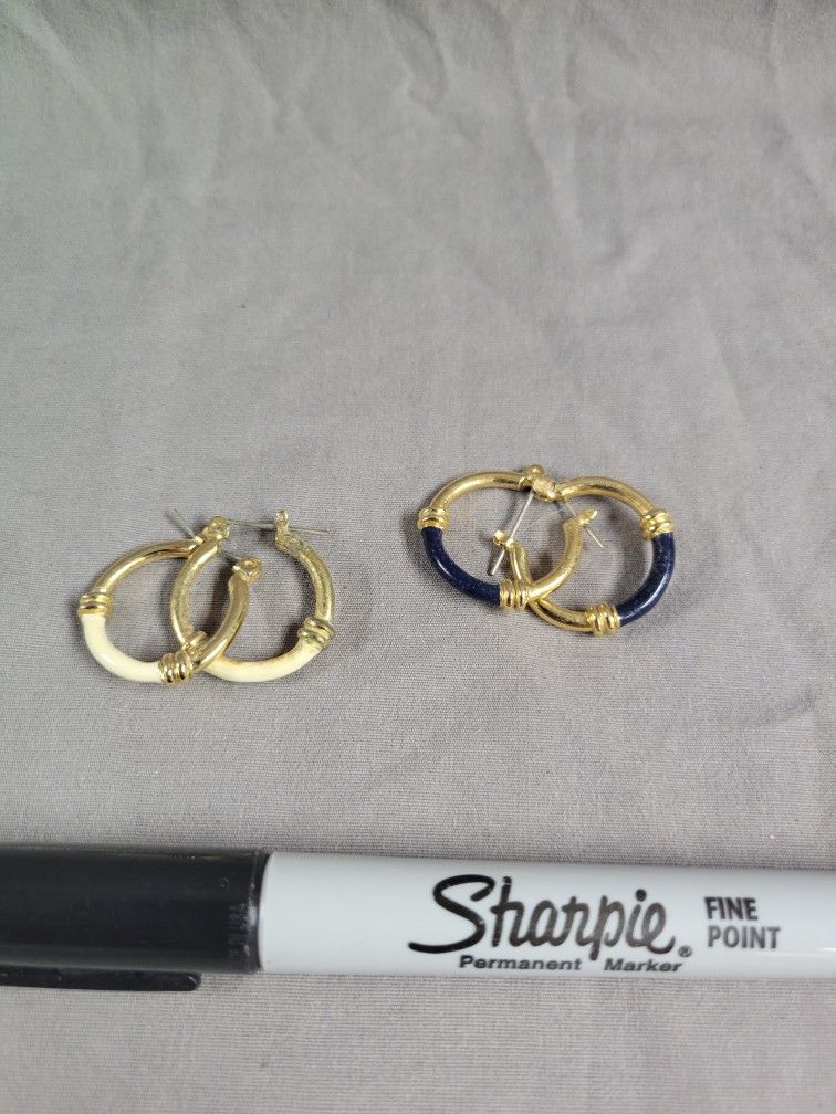 2 Pair Of 10k Gold Plated Earings