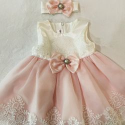 Pink And White Holiday Dress 6-9 Months