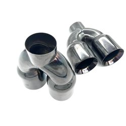 4” DUAL EXHAUST TIPS Y-PIPE STYLE 3.25” INLET GLOSS BLACK POLISHED BMW