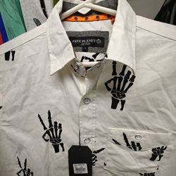 Halloween Skeleton Hands High End Free Planet Custom Button Up Shirt With Custom Details 