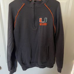 Colosseum Gray Miami Hurricanes Team Logo 1/4 Zip Shirt Jacket Men's Small
