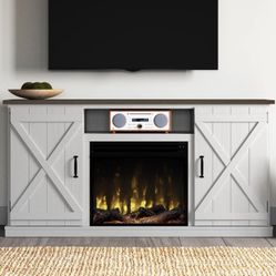 NEW Farmhouse Fireplace TV Stand Up to 70” TV, TV Stand W/ Fireplace, Media Center !