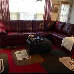 faux leather 3 piece sectional couch and Ottoman