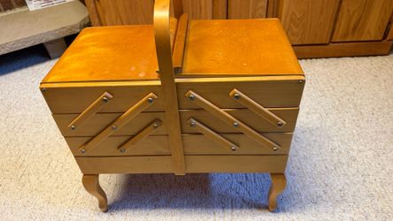 Vintage wood accordion sewing box