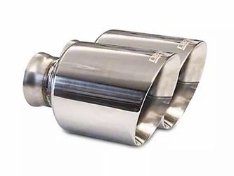 Carven Exhaust Angled Cut Rolled End Round Exhaust Tip; 5-Inch; Polished