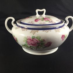 Antique Mosanic Bavaira China Bowl w/ Lid