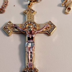 🎁CROSS CHRIST GOLD PLATED/CRUZ CON CRISTO ORO LAMINADO