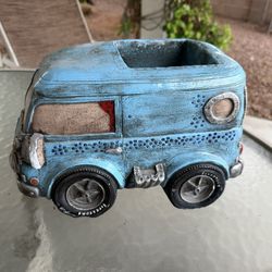 Vintage VW Van Planter Retro Decor Blue “Nancy” Bus Succulent Holder  Super unique vintage-style VW van planter in a cool distressed blue finish with 