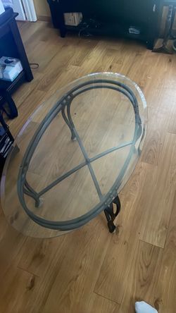 Glass & Rod Iron Coffee Table Indoor/Outdoor