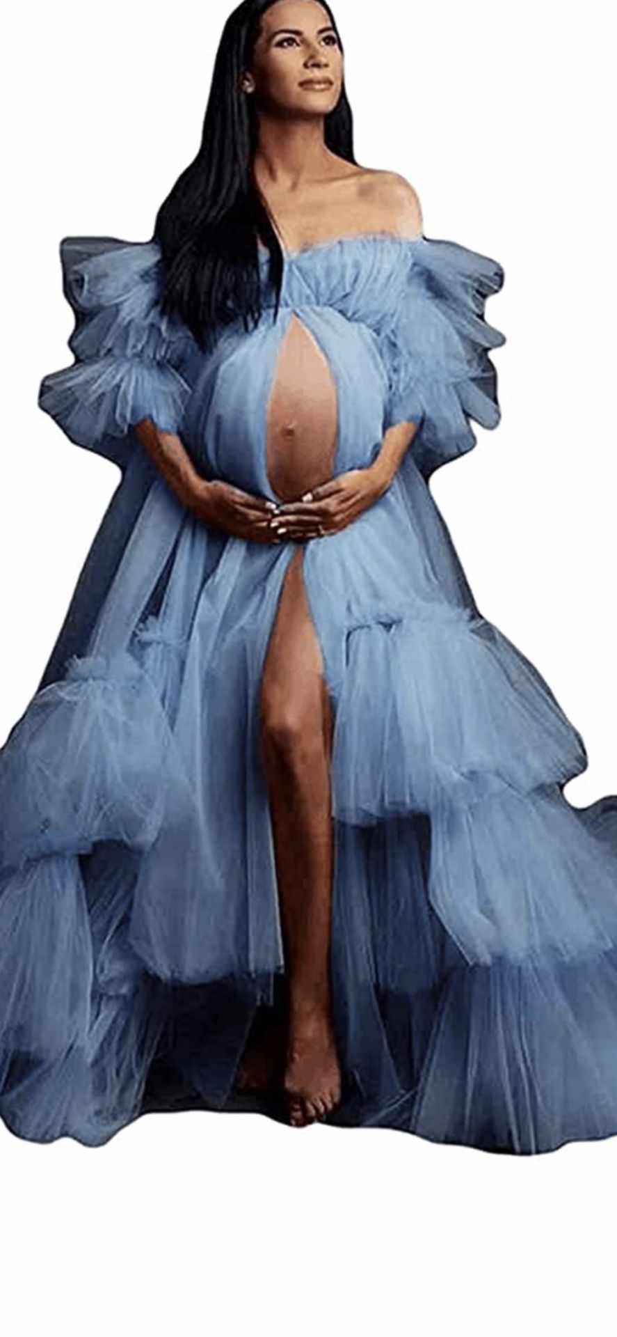 Fluffy Tulle Robe For Women Maternity Dress 