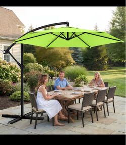 10-Foot Outdoor Patio Umbrella, Cantilever Style, Perfect for Gardens, Markets, And Pools, Featuring A Crank Mechanism for Easy Use, Adjustable Angle 