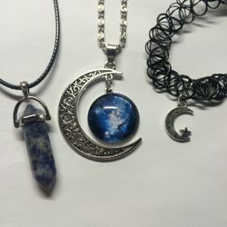 Blue moon necklaces and choker bundle