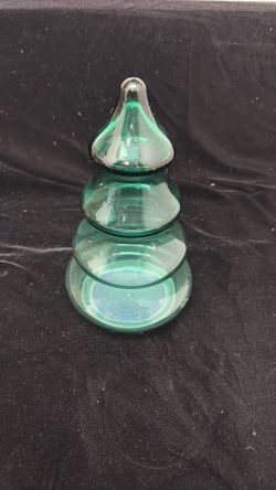 Vintage Christmas Tree Glass Candy Jar
