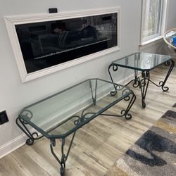 Wrought Iron Center Pc Table With 1 End Table, Nice Set