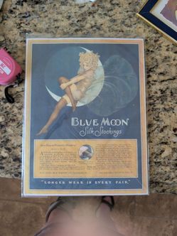 Blue moon ,pinup girl , moon art ,Blue moon silk stockings print