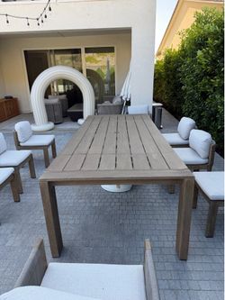 West Elm patio table teak wood 106 inch long