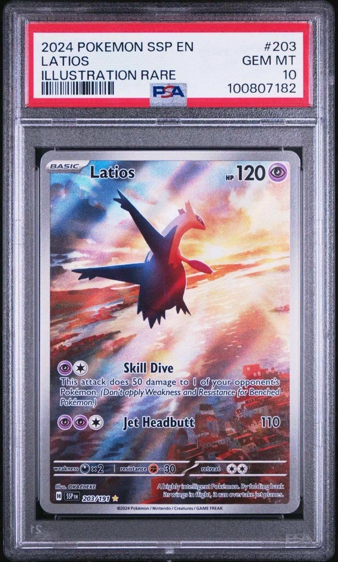 2024 POKEMON SSP EN-SURGING SPARKS ILLUSTRATION RARE #203 LATIOS PSA 10