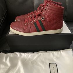 Gucci Red Embossed Leather High Tops