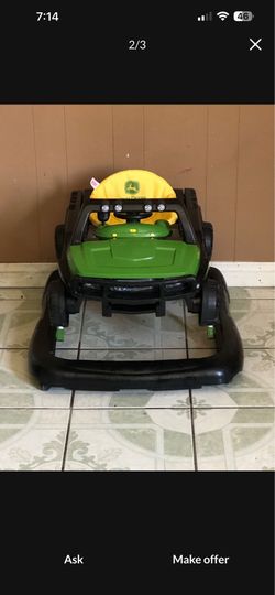 PRACTICALLY NEW BRIGHT STARTS BLACK AND GREEN BABY WALKER 3 IN 1
