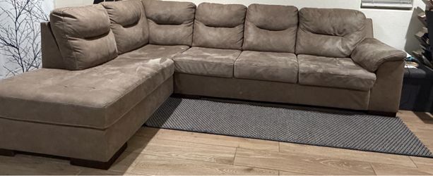 Two-Piece Sectional Sofa with Chaise, Beige