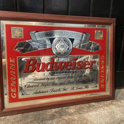 Bud Budweiser Vintage Mirror Sign 