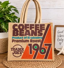 Trader Joe's Coffee Beans Jute Tote Bag