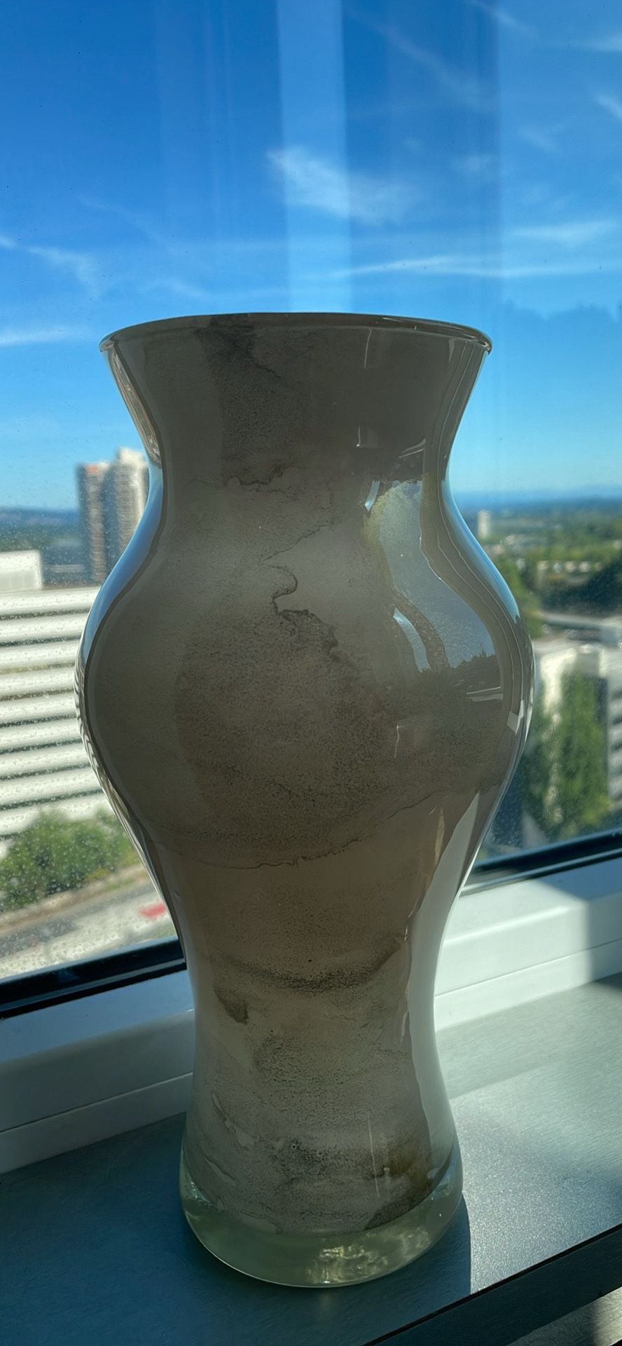 Genuine Italian Art Glass Vase Franco Italy Pastel Beige Flora Style No 206
