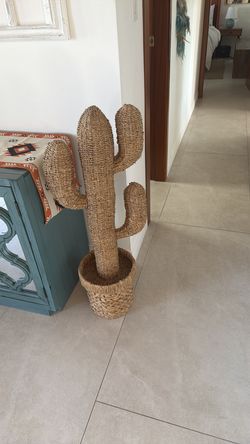 Wicker cactus decor set of two