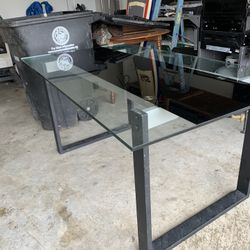 Glass Table With Grey And Black Base